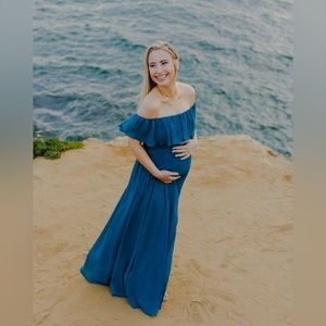 Ever-Pretty Womens Off The Shoulder Ruffle Side Split Beach Maxi Dress